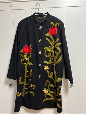 Alex Kim cotton embroidered lined coat size 1X